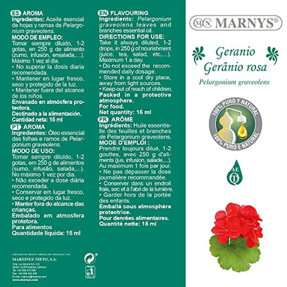 MARNYS Aceite Esencial Geranio 100% Puro Quimiotipado 15ml