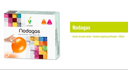 Novadiet - NODAGAS Cápsulas con Aceite de Anís Verde, Carbón Vegetal Purificado y Silicio - Ayuda a Disminuir el Meteorismo las Flatulencias, Hinchazón Abdominal y la Digestión Saludable - 48 Cápsulas
