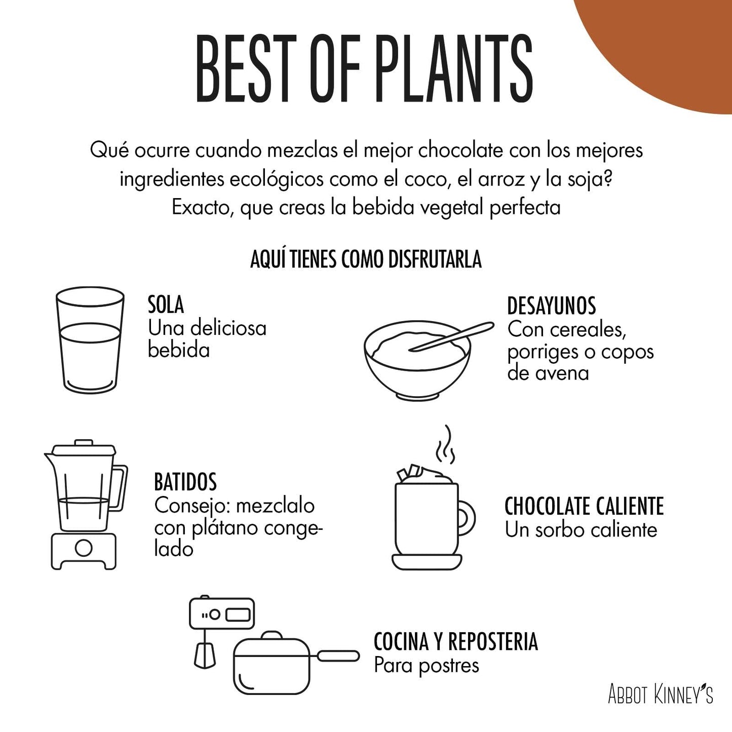 Abbot Kinney's  Bebida Vegetal Ecológica de Arroz, Coco y Soja