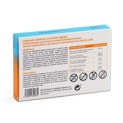 PLAMECA Plan Celul Out Piel Naranja Muslos, Extractos Secos de Naranja Sanquina, Pomelo, Guaraná, Café Verde, Centella Asiática , 30 Cápsulas Vegetales