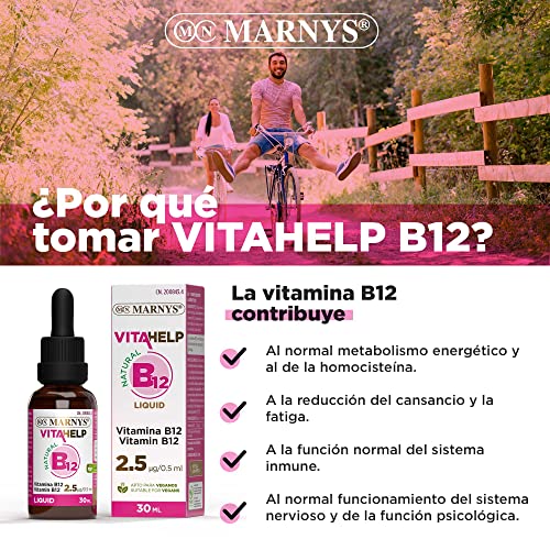 Vitamina B12 Líquida VITAHELP, Contribuyendo Al Estado Energético y Mental, Apto para Veganos, Botella con Pipeta 30 Ml, Indicado para todas las edades.