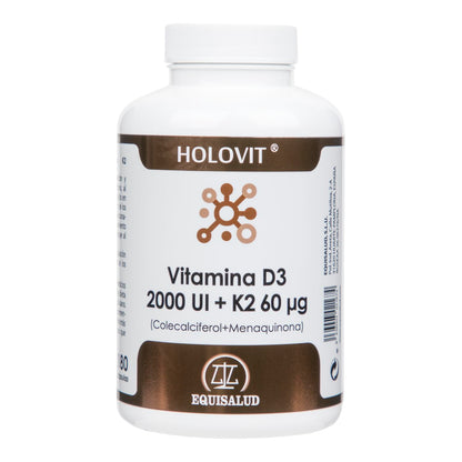 Holovit Vitamina D3 2.000 UI + K2 60µg de Equisalud, 180 cápsulas