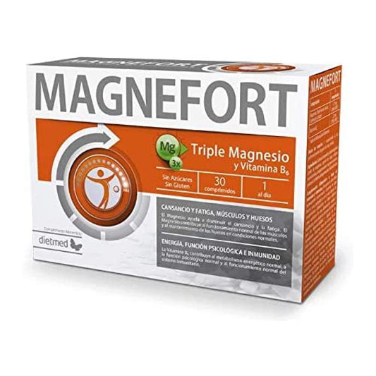 Dietmed | Magnefort - 30 Comprimidos | Triple de Magnesio con Vitamina B6 | 1 al día