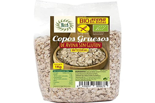 SOLNATURAL Copos Avena Grueso S/G Familiar Bio 1 Kg, Estándar, Único