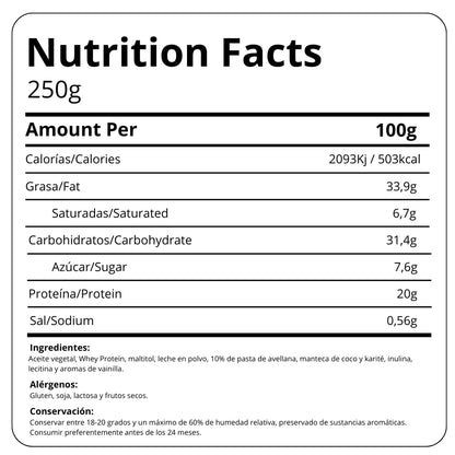 Protella - Crema Proteica De Chocolate Blanco Con Avellanas Tostadas. Sin Azúcares Añadidos Y Sin Aceite De Palma Con 20% De Proteína, 250g