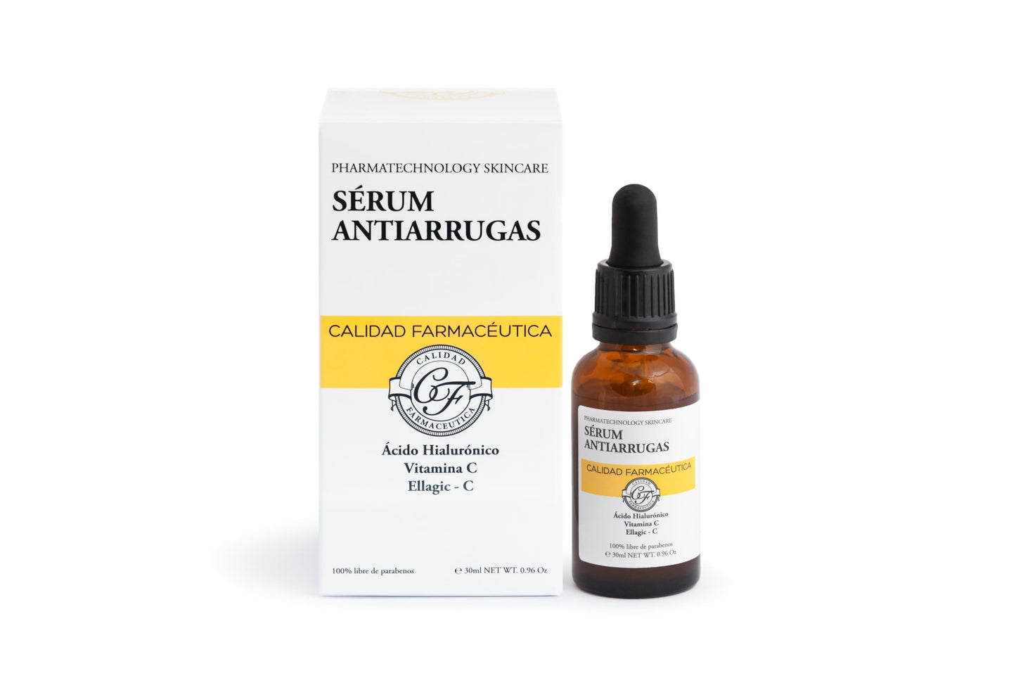 Calidad Farmacéutica, Serum Antiarrugas con Ácido Hialurónico y Vitamina C, Multicolor, 400404, 1 unidad