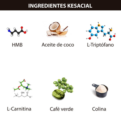 Novadiet - KESACIAL Cápsulas con HMB, Aceite de Coco y Café Verde - Coadyuvante en el Tratamiento del Sobrepeso y la Obesidad - 30 Cápsulas Vegetales