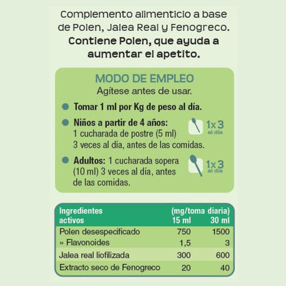Osito Sanito Comilón 150 ml | Jarabe Infantil para Aumentar el Apetito - A base de Polen de Abeja, Jalea Real y Fenogreco - Con Sirope de Ágave. Sin gluten, Sin Edulcorantes | Laboratorios Tongil