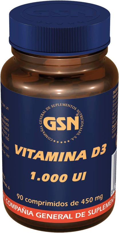 GSN | Vitamina D3 | Aporte Vitamínico | Equilibra Minerales | Mantiene Niveles de Calcio | Garantiza Salud Ósea | Adecuado Funcionamiento Sistema Inmunitario y Respuesta Inflamatoria | 90 comprimidos