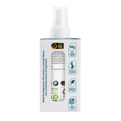 BetterYou - Aceite Corporal de Magnesio Transdérmico | Spray de 100 ml | Ayuda para Mejorar el Descanso y la Recuperación Muscular | Reducción del Cansancio y la Fatiga| Apto para Veganos