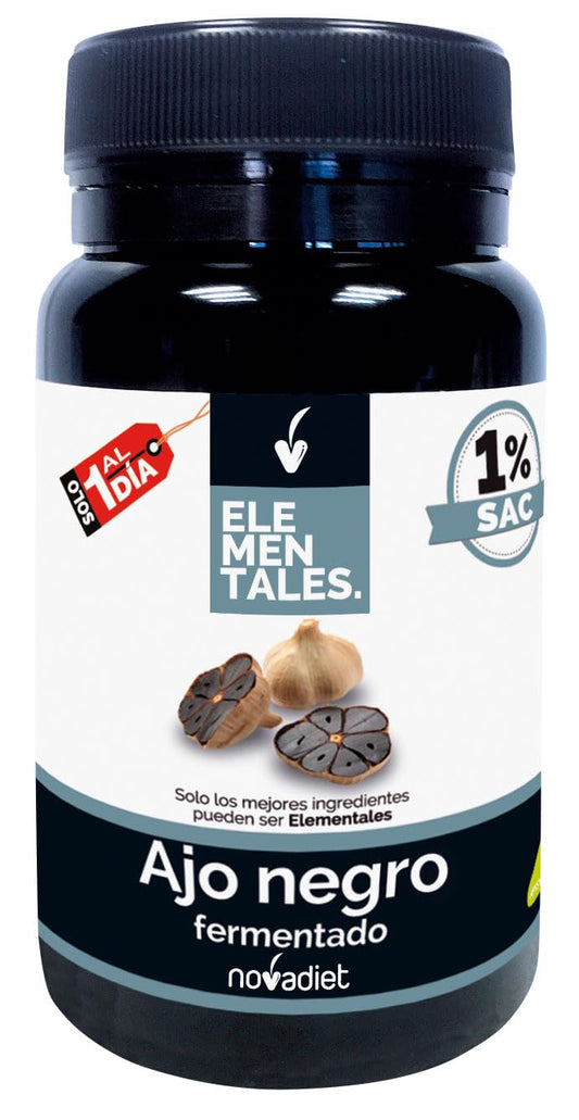 Novadiet - ELEMENTALES AJO NEGRO FERMENTADO Cápsulas con Ajo Negro - Complemento Alimenticio - Para la Salud Cardiovascular y Controlar Niveles de Glucosa - 30 Cápsulas Vegetales