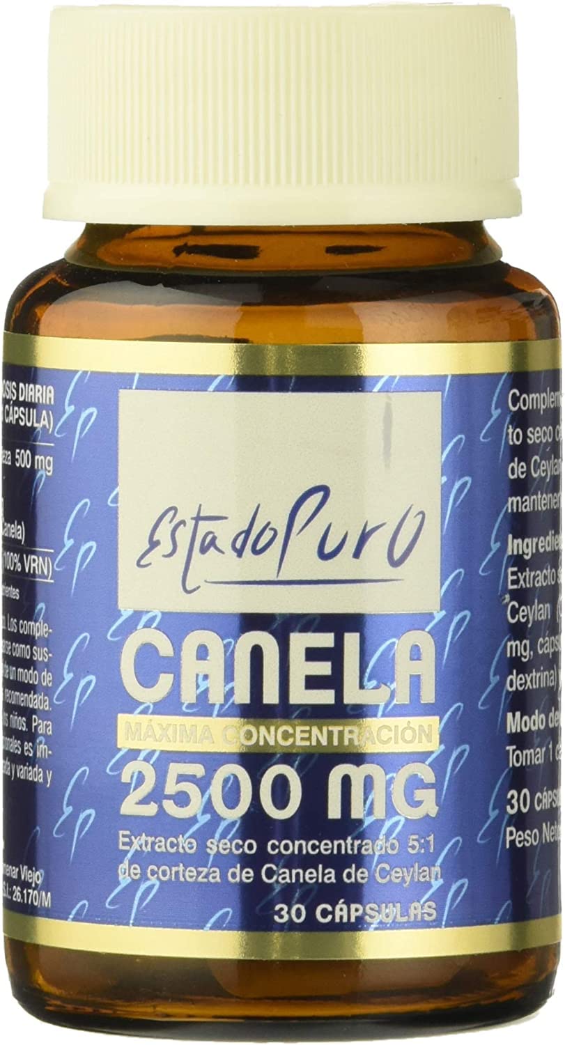 Canela Ceylan 2500 mg Estado Puro - Auténtica Canela de Ceilán - x5 Veces más Concentrada que la Corteza de Canela en Polvo - Control de Azúcar en Sangre - 30 Cápsulas de Tongil