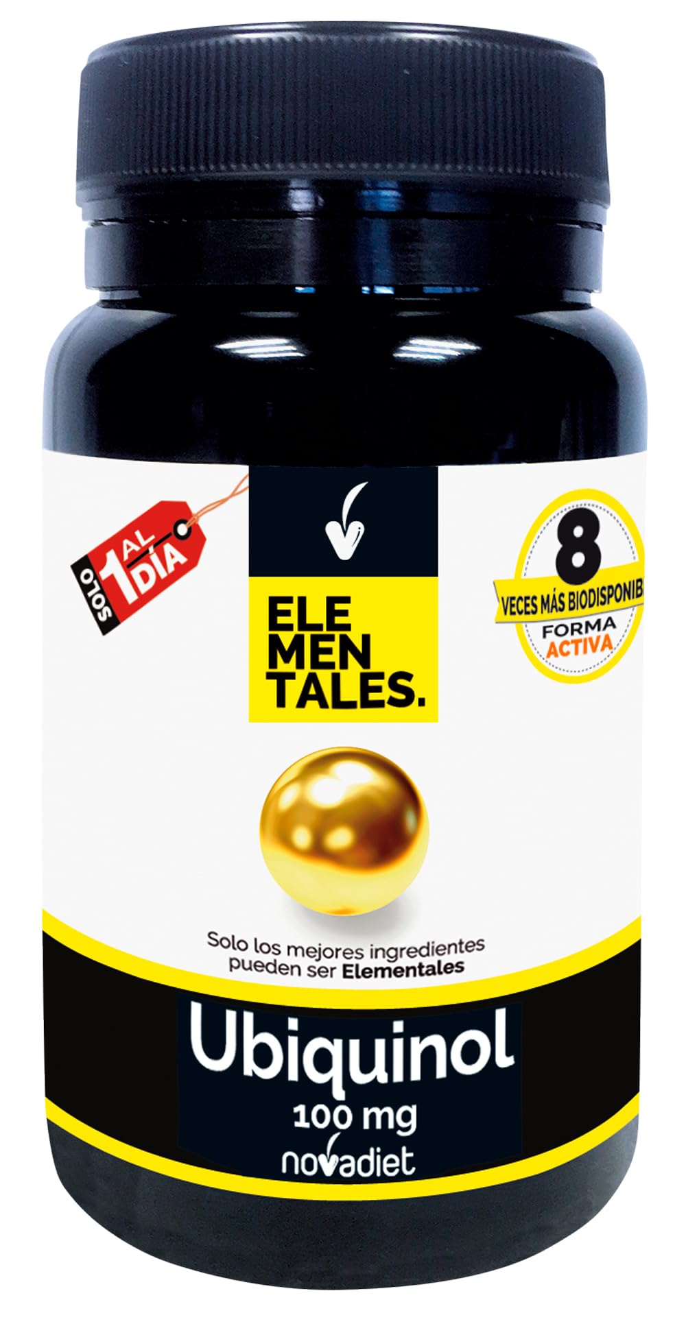 Novadiet - ELEMENTALES UBIQUINOL 100 MG Càpsulas con Kaneka Ubiquinol - Complemento Alimenticio Potente Antioxidante - Apoyo Cardiovascular, Oral, Neuronal y Renal - 30 Cápsulas Blandas Vegetales