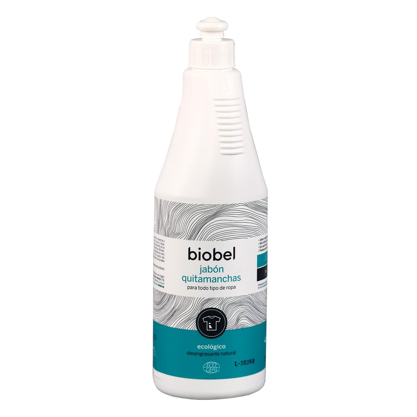 Biobel - Jabón Quitamanchas en Spray - 100% Natural - Elimina Manchas Difíciles y Rozaduras - Desengrasante Natural - Sin Perfumes ni Alérgenos - Indicado para Todo Tipo de Ropa - 750 ml