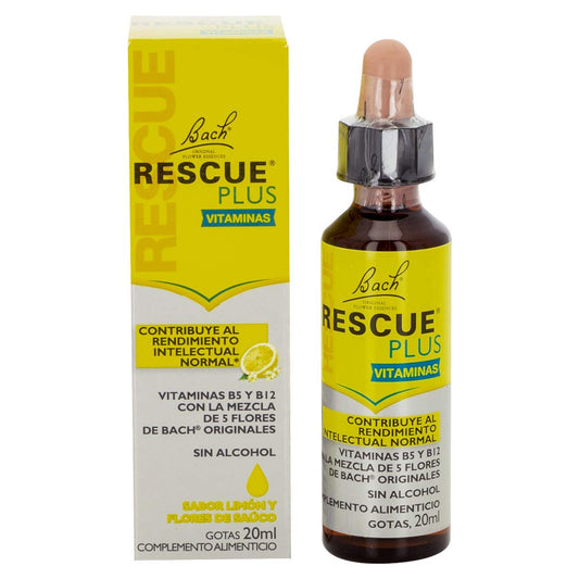 Bach - Rescue Plus Vitaminas en Gotas, Remedio Natural a Base de Flores que Ayuda a Mejorar la Concentración y a Gestionar el Estrés - 20 ml