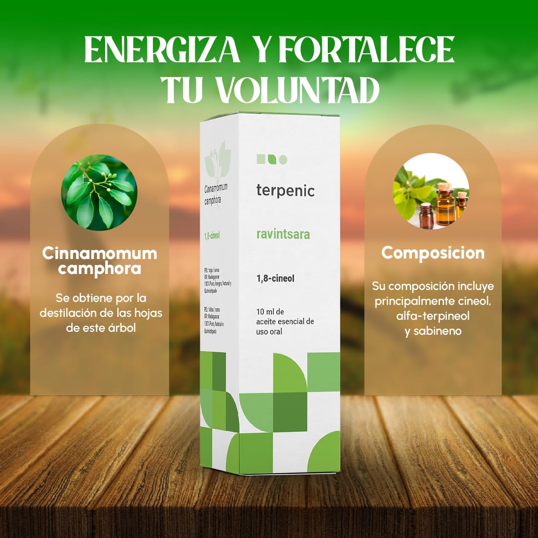 Terpenic Ravintsara Aceite Esencial | Quimiotipado | Confort Respiratorio, Fortalece Defensas Naturales, Uso en Difusor, Tópico y Oral | Bienestar Responsable para Respiración y Cuidado Integral