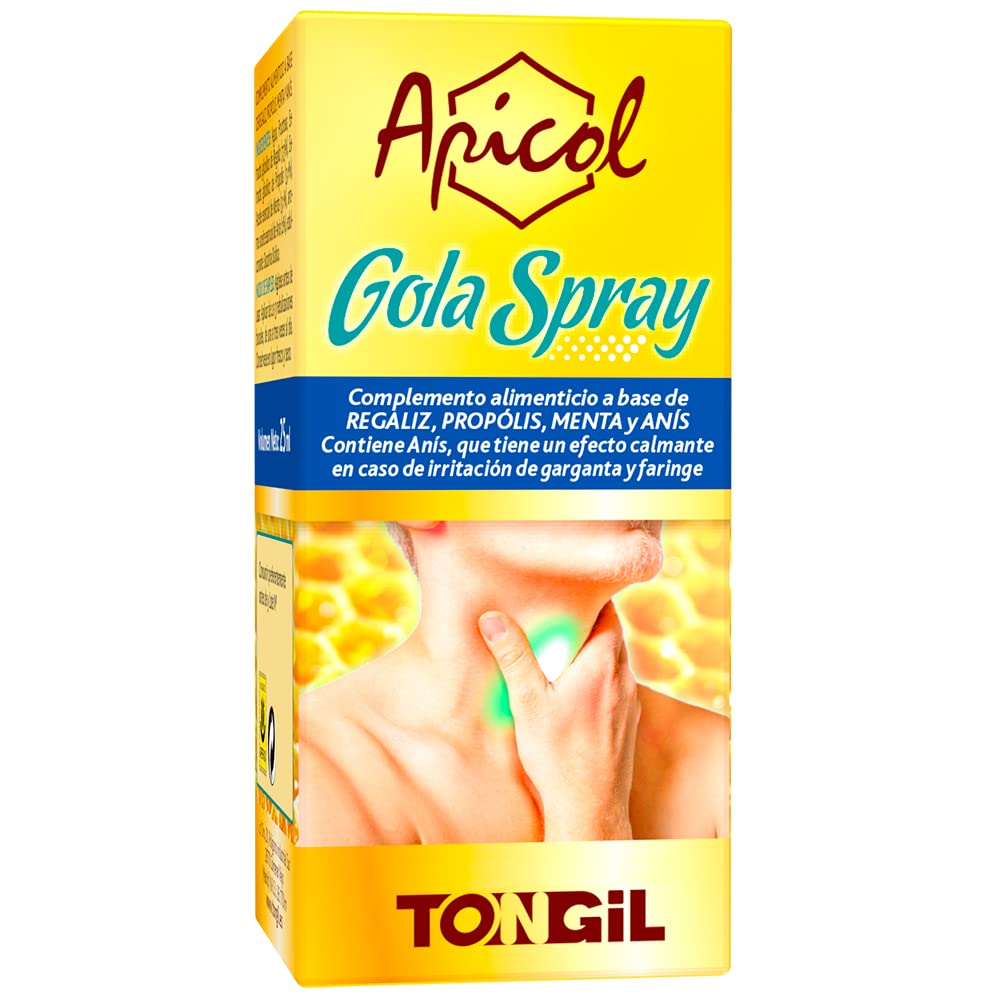 Apicol Gola Propolis Spray Garganta 25 ml - Propóleo con Regaliz, Menta y Anís, Efecto Calmante Para la Irritación de Garganta y Faringe, Sin Azúcar y Sin Alérgenos | de TONGIL