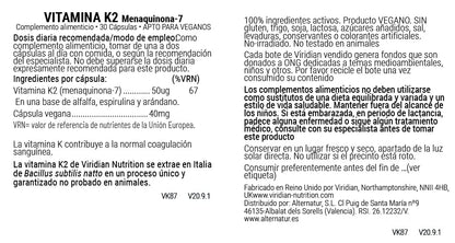 Viridian Vitamina K2-30 Cápsulas