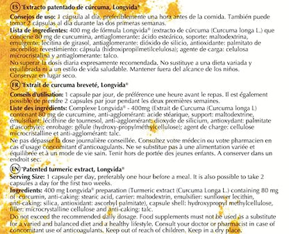 Optim Curcuma 45 cápsulas - complemento alimenticio extracto de curcuma curcumina Longvida - articulaciones - fatiga