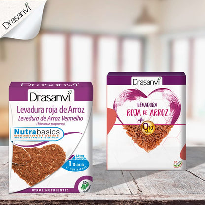 DRASANVI Levadura Roja de Arroz con Coenzima Q10 | 2,9 mg de Monocolina K | Contribuye a Mantener los Niveles Normales de Colesterol | Participa en la Producción de ATP | 30 cáps. = 30 Días