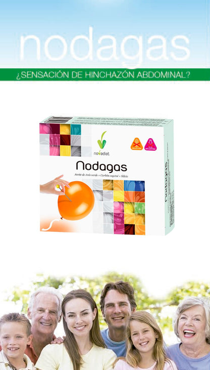 Novadiet - NODAGAS Cápsulas con Aceite de Anís Verde, Carbón Vegetal Purificado y Silicio - Ayuda a Disminuir el Meteorismo las Flatulencias, Hinchazón Abdominal y la Digestión Saludable - 48 Cápsulas
