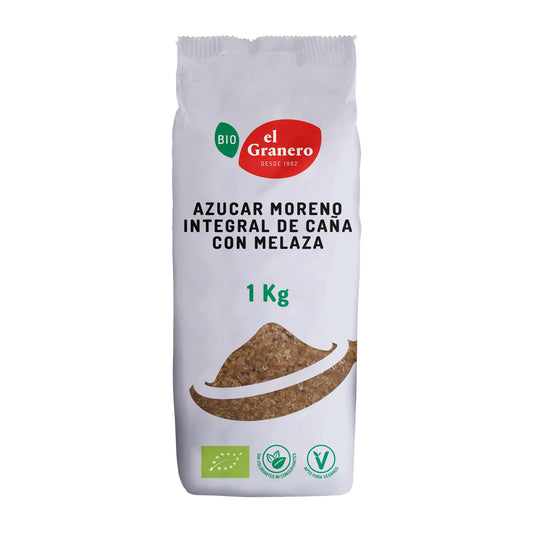 El Granero Integral - Azúcar Moreno Integral Bio - 1kg - Elaborado con Melaza de Caña - Rico en Vitaminas y Minerales - Ideal para Bebidas y Repostería - Apto para Veganos