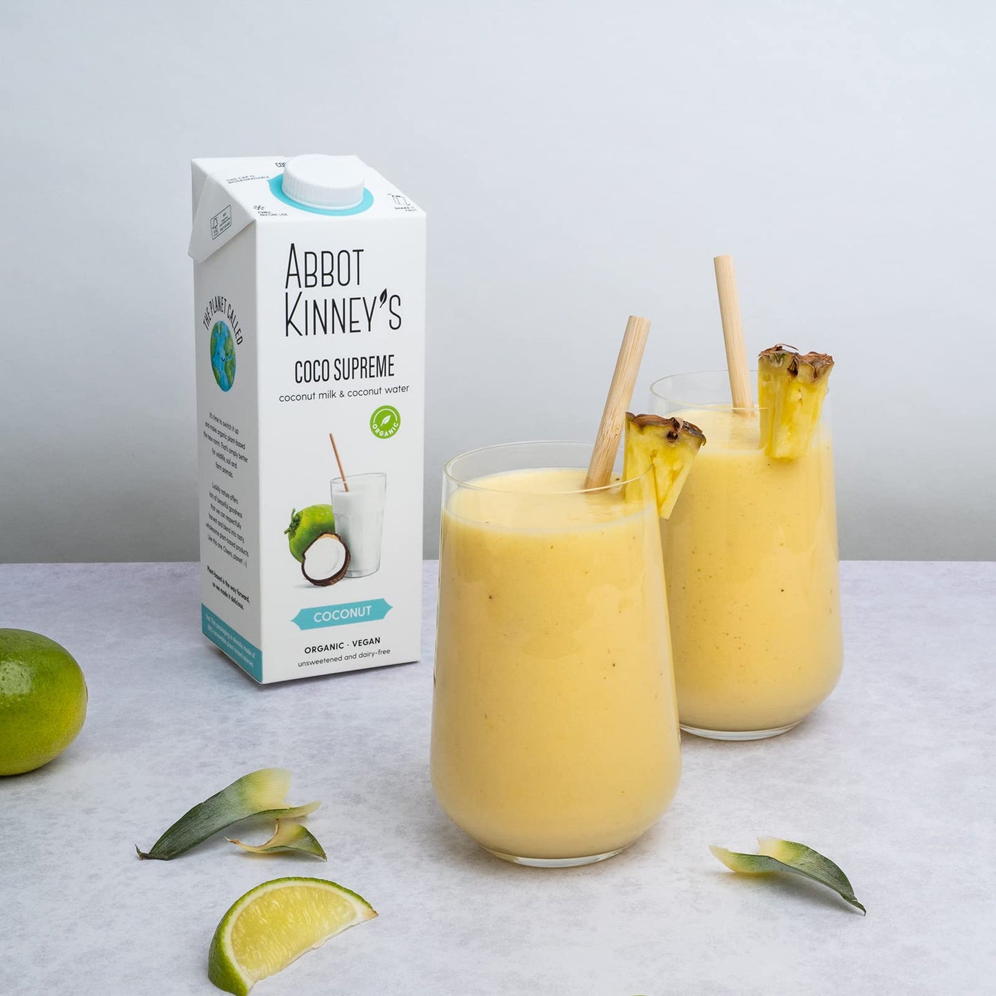 Abbot Kinney's - Pack de 6 Unidades de 1 L de Bebida Ecológica Vegetal de Coco Supreme - Sin Azúcar Añadido - Apto para Veganos - Sin Lactosa - Ideal para Tomar Sola, con Café o en Batidos