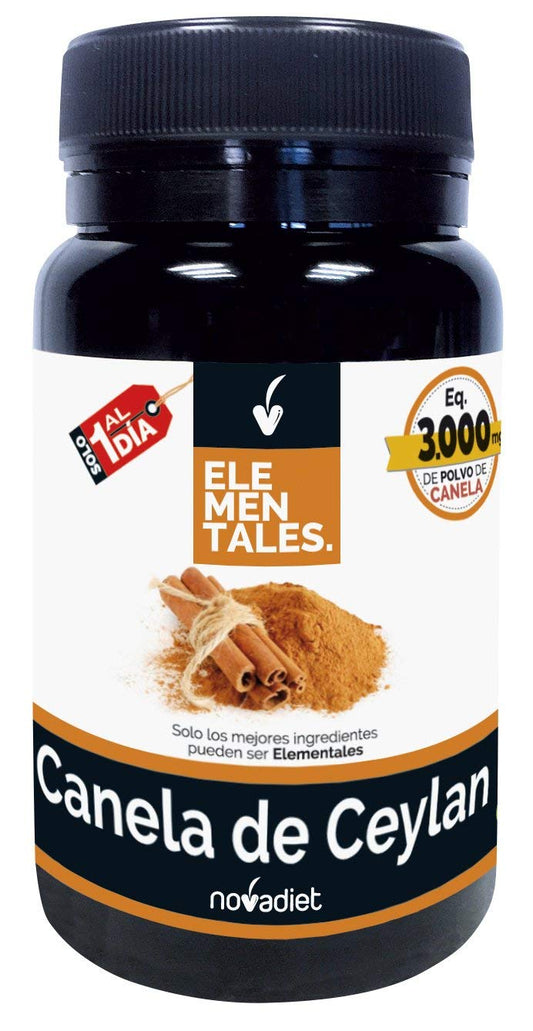 Novadiet - ELEMENTALES CANELA DE CEYLAN Càpsulas con Canela de Ceylan - Complemento Alimenticio Para Controlar Niveles de Glucosa en Sangre- 30 Cápsulas Vegetales
