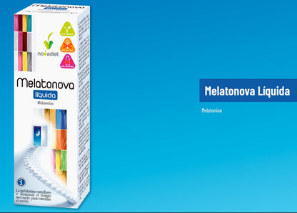 Novadiet - MELATONOVA LÍQUIDA con Melatonina - Para un Sueño Reparador y Revitalizante - Conciliar el Sueño y Alivio del Jet Lag - Acción Antioxidante - Envase de 30 ml