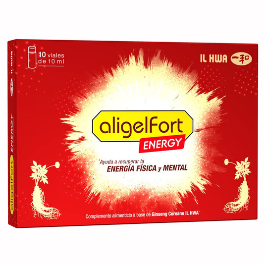 Aligel Fort Energy 10 Viales 10 ml - Ginseng Coreano Il hwa y Zumo de Arandano - Formato Bebible - Energía al Instante - Sin Gluten Sin conservantes | de Tongil