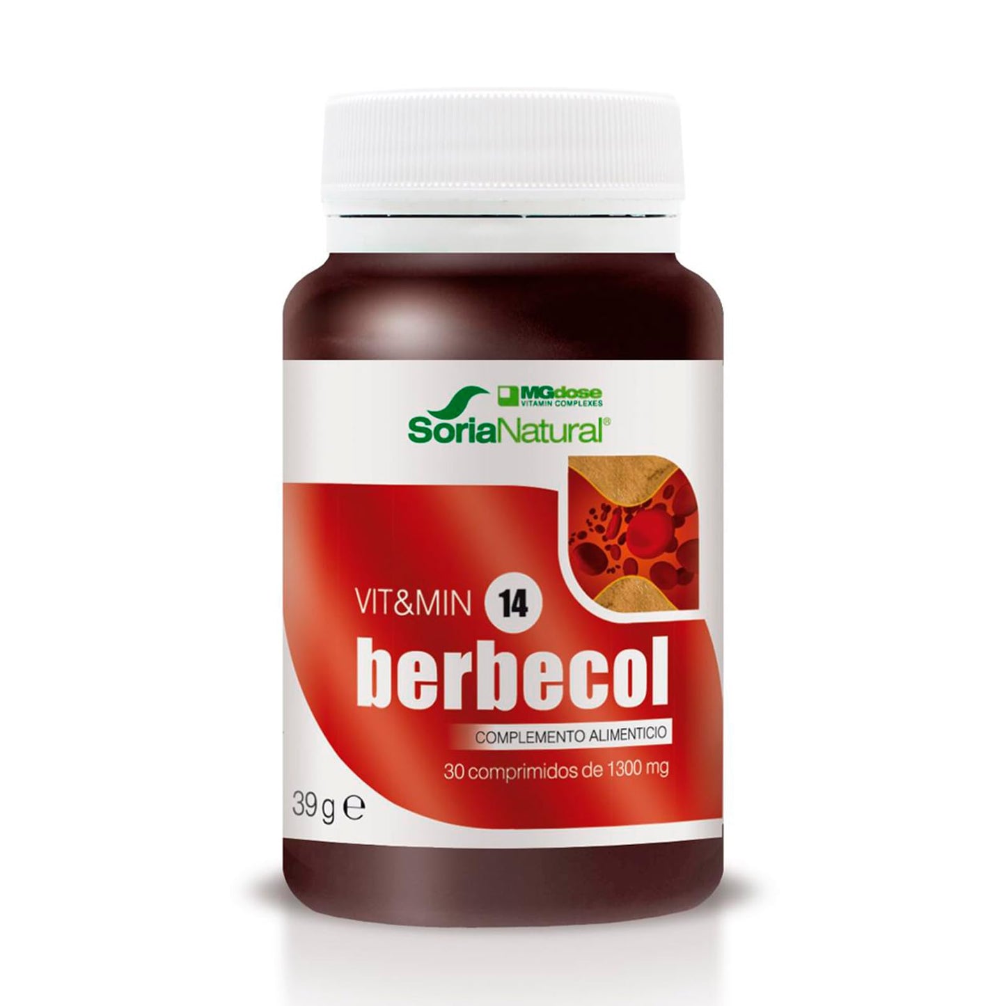 Soria Natural - Berbecol Vit&min 14 - Complemento dietético - 30 comprimidos - Berberina y Levadura de Arroz Rojo