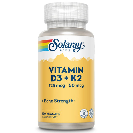 SOLARAY Vitamin D3 + K2 | Vegcaps Es 67.91g, Sin Sabor, cápsulas, 120 Unidades