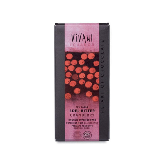 Vivani Superior Dark Cranberry Choc 100 g (order 10 for trade outer)