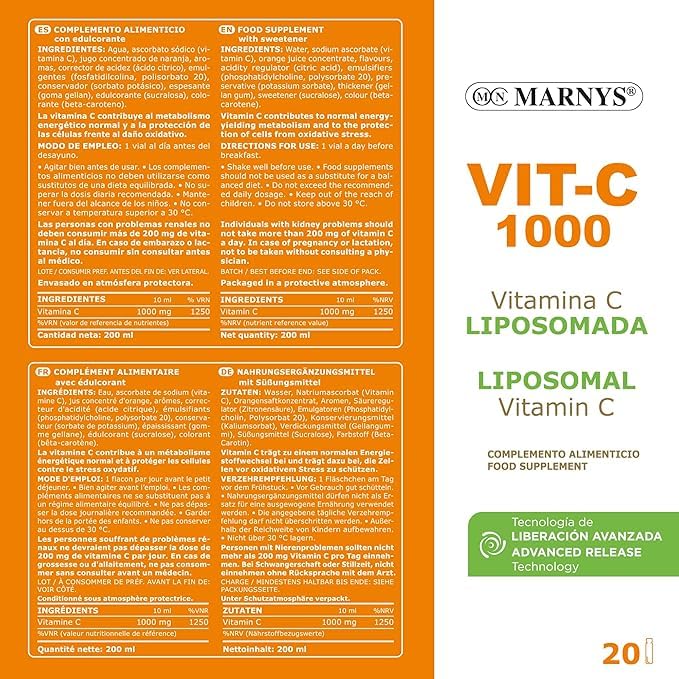 Pack 2 unidades de Vitamina C liposomada 1000mg 20 viales - Marnys