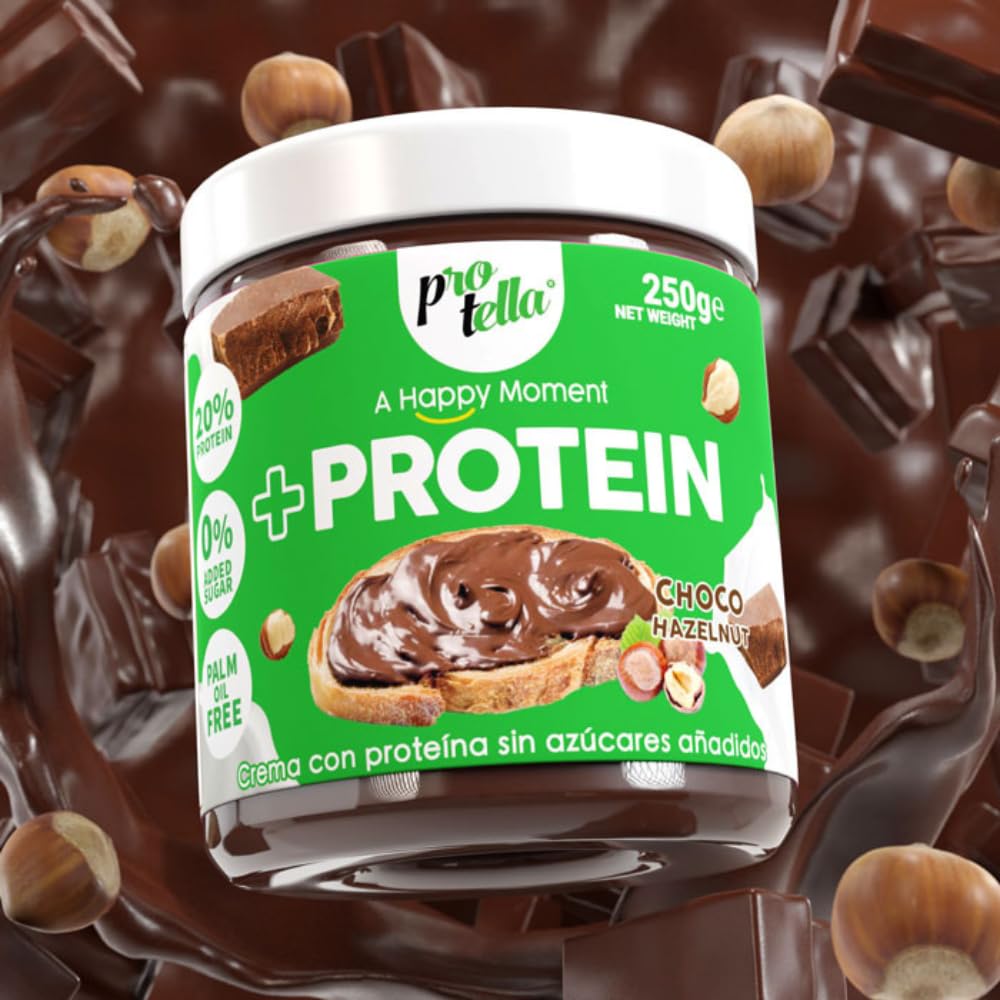 Protella Store - Cremas Proteicas - Protella Original 250gr - Crema Proteica De Chocolate Con Avellanas Tostadas. Sin Azúcares Añadidos Y Sin Aceite De Palma Con 20% De Proteína