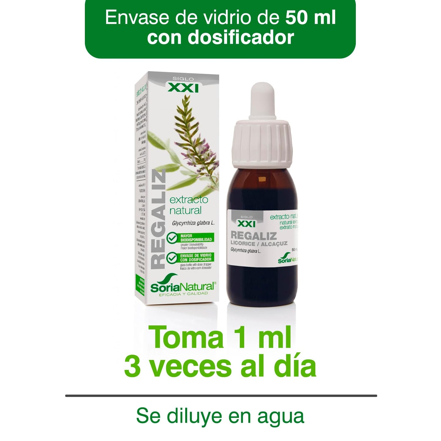 Soria Natural Extracto de Regaliz - Salud Gastrointestinal y Equilibrio - Refuerzo Digestivo Natural, Alivio de acidez - Botella con 50ml