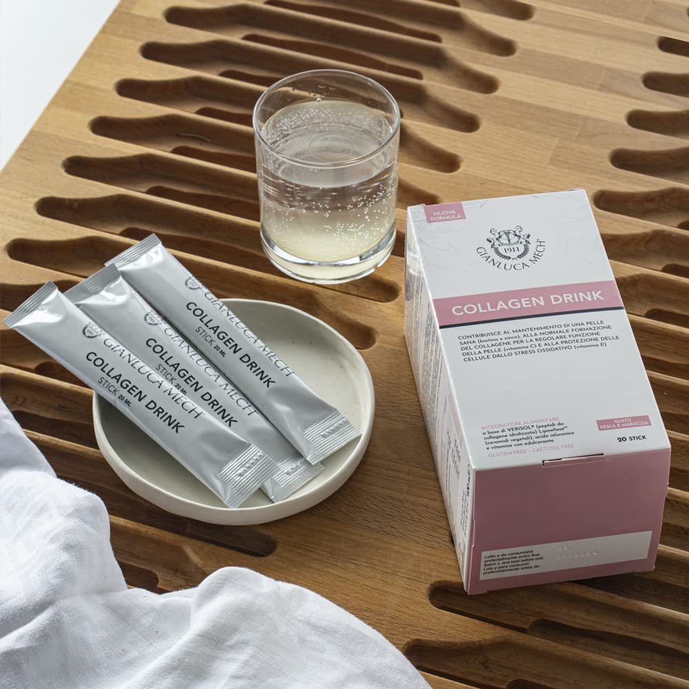 Gianluca Mech Bebida con Colágeno Y Ácido Hialurónico, Hidratación a la Piel Y Combate la Oxidación Cutánea, 20 X 20 Ml