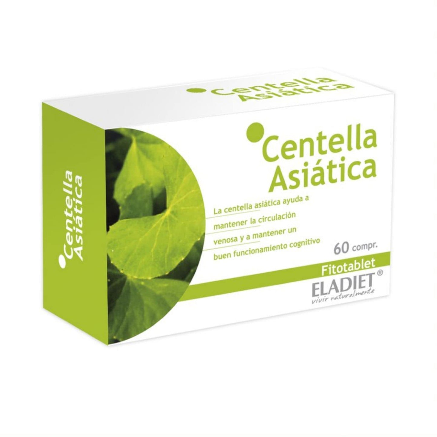 Complemento Alimenticio de Centella Asiática - 60 Comprimidos - Favorece la Circulación Sanguínea Propiedades Depurativas - Efecto Vasodilatador - Eladiet, 60 unidad, 1
