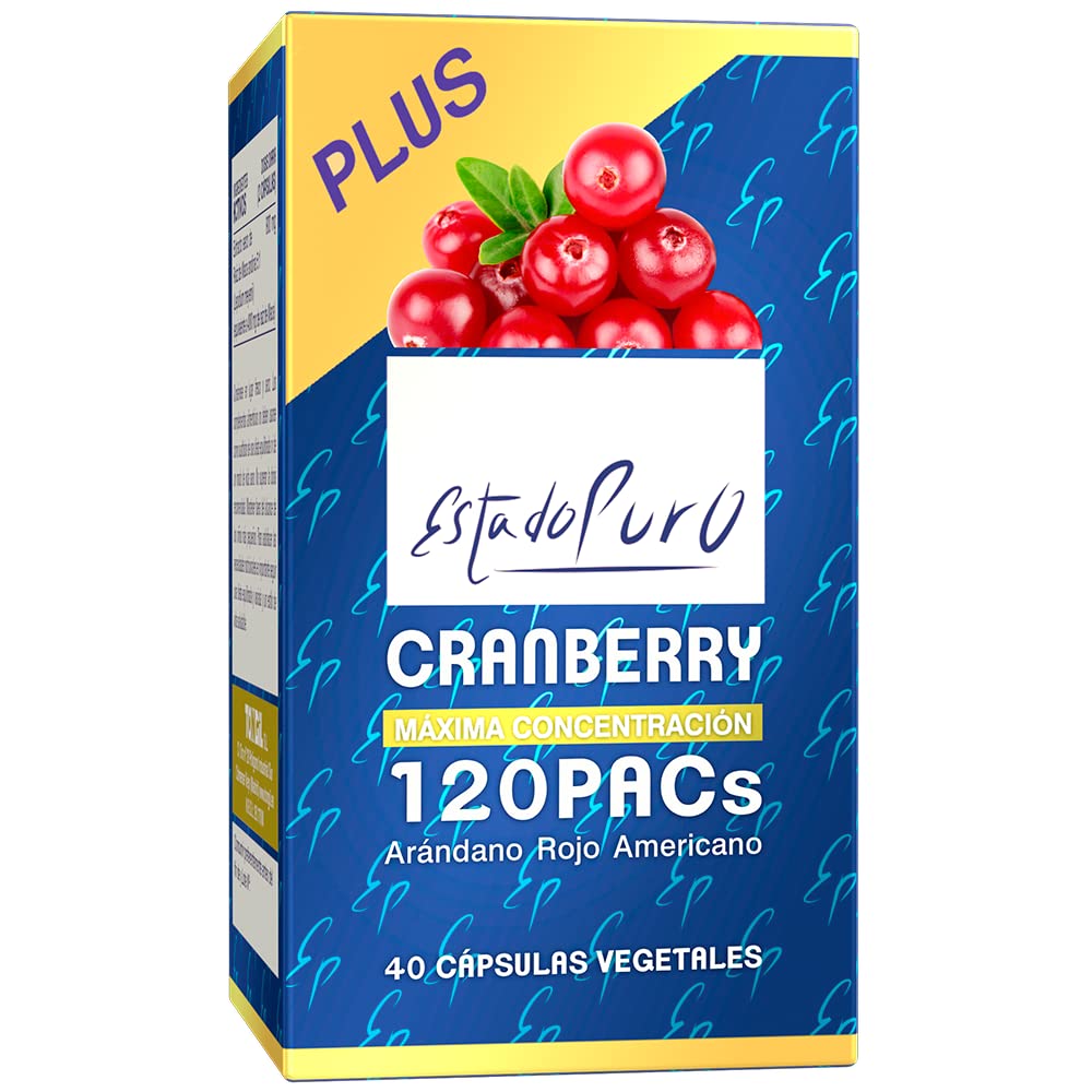 Arándano Rojo Americano 41.900 mg por cápsula - Fórmula Potente para Cistitis - Cranberry 120 PACs de Máxima Concentración - 40 cápsulas de Estado Puro