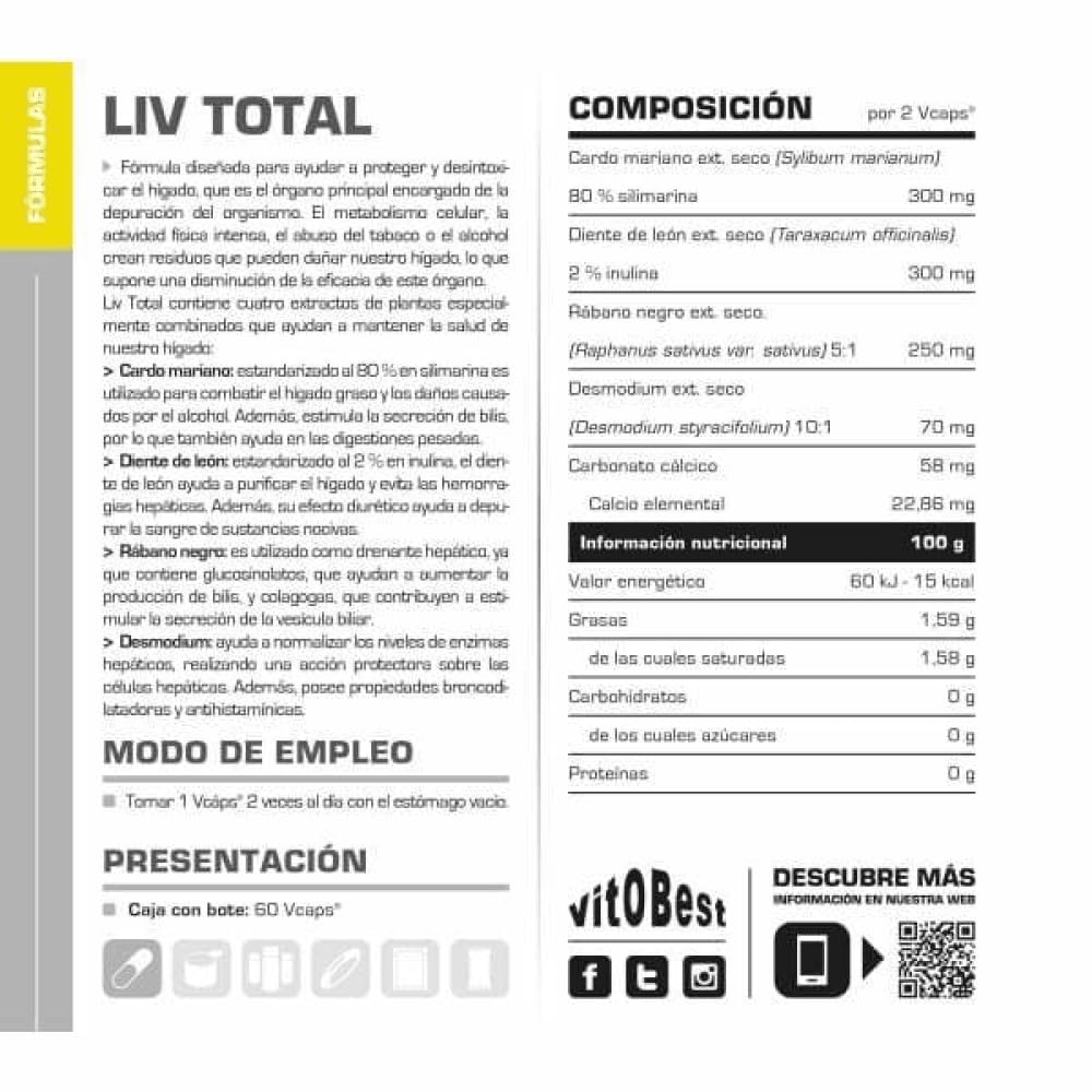 LIV TOTAL 60 Caps. - Suplementos Alimentación y Suplementos Deportivos - Vitobest