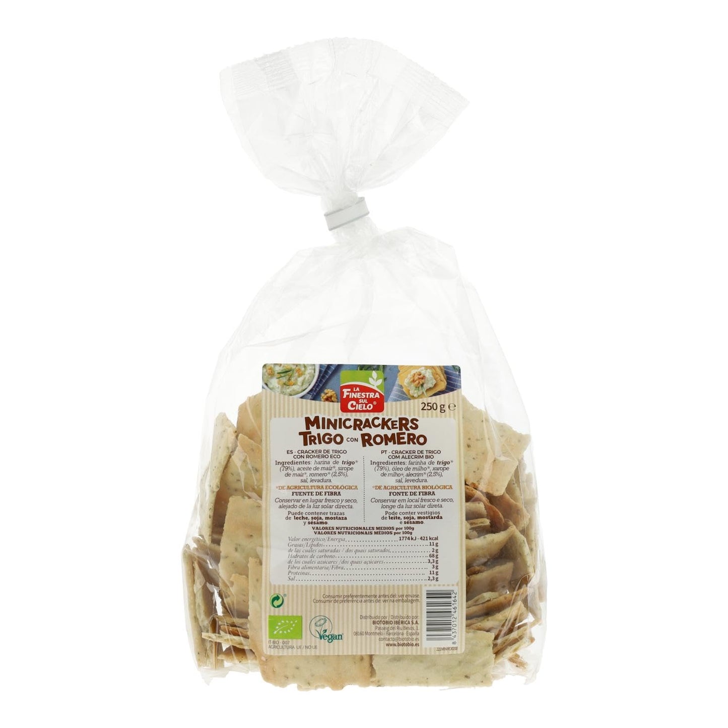 MINI CRACKERS DE TRIGO con romero 250gr. BIO