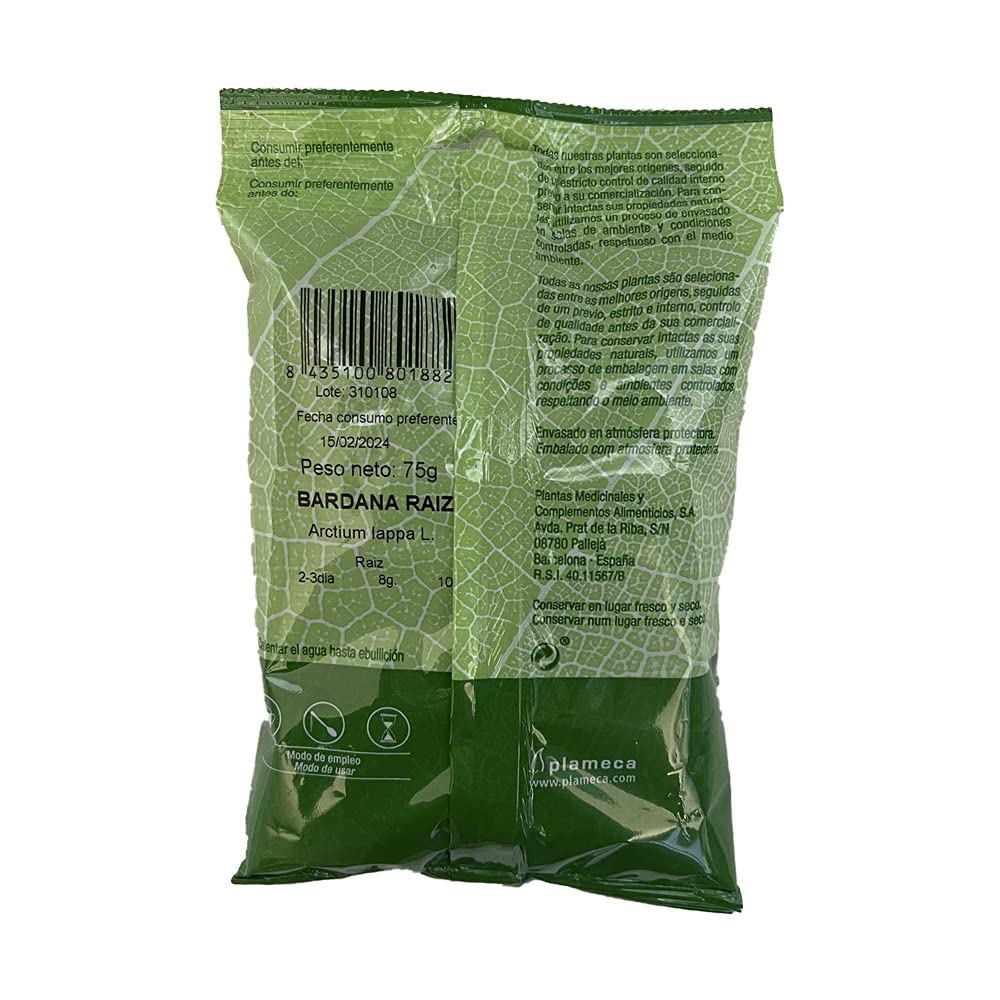 Plameca Bardana Raiz Triturada Bolsa 75 g, Verde, 1, 0.1 kilograms, 1