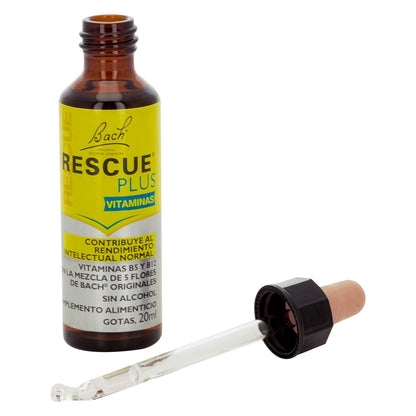 Bach - Rescue Plus Vitaminas en Gotas, Remedio Natural a Base de Flores que Ayuda a Mejorar la Concentración y a Gestionar el Estrés - 20 ml