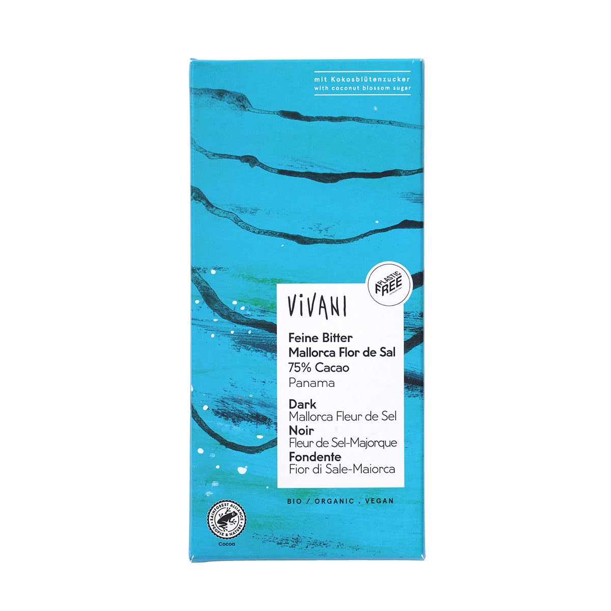 Chocolate Negro 75% Panamá con Flor de Sal de Mallorca BIO - Vivani - 80g