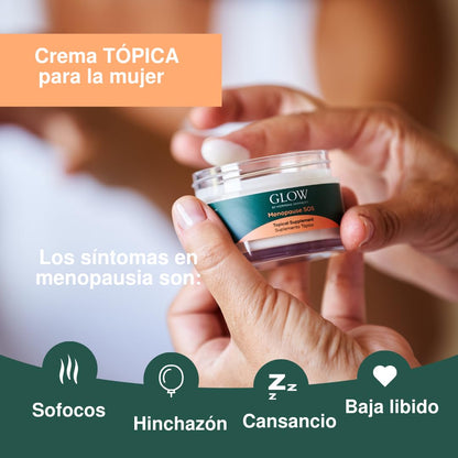 Glow Botanica Menopause SOS | Crema de ñame silvestre para aliviar menopausia 50ml | Raíz de ñame silvestre y extracto de baya Vitex | Suplemento tópico para sofocos y sudores nocturnos