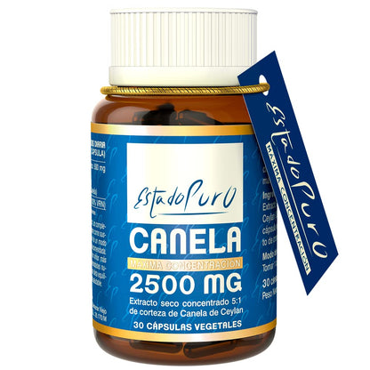 Canela Ceylan 2500 mg Estado Puro - Auténtica Canela de Ceilán - x5 Veces más Concentrada que la Corteza de Canela en Polvo - Control de Azúcar en Sangre - 30 Cápsulas de Tongil