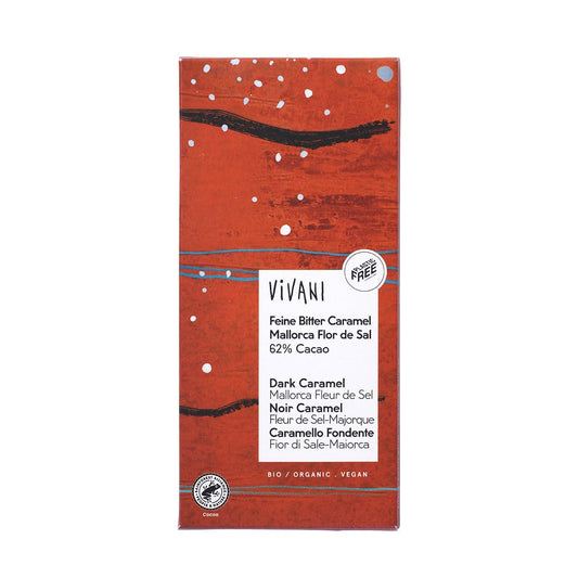Chocolate Negro 62% con Caramelo y Flor de Sal de Mallorca BIO - Vivani - 80g