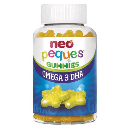 Neo Peques - Gummies de Omega 3 y DHA para Niños - Veganas - Sabor Limón - 30 Unidades - Favorece la Memoria - Gominolas a Base de Colina y Vitaminas del Grupo B - Para Mayores de 3 Años