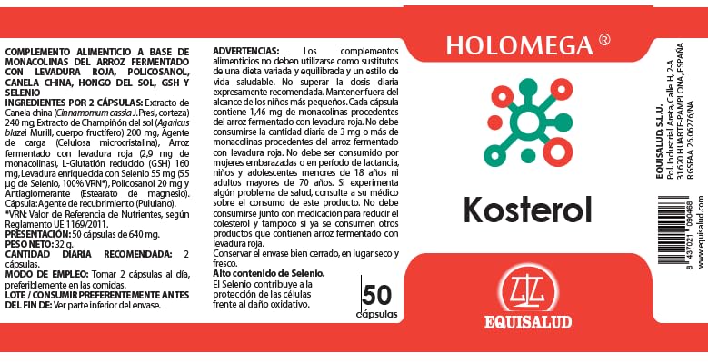 Holomega Kosterol de Equisalud, 50 cápsulas