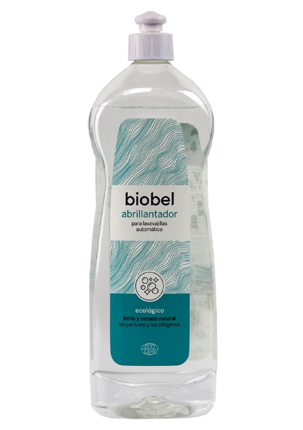 Biobel - Abrillantador para Lavavajillas - 100% Natural - Acabado Seco y Brillante - Elaborado con Alcohol Vegetal - Sin Perfume ni Alérgenos - Apto para Lavavajillas Domésticos - 1 L